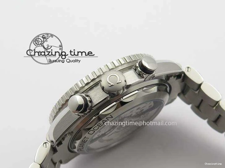 0413 Sustainable Planet Ocean Master Chronometer Chrono SS OM 1:1 Best Edition Black Dial On SS Bracelet A 8179